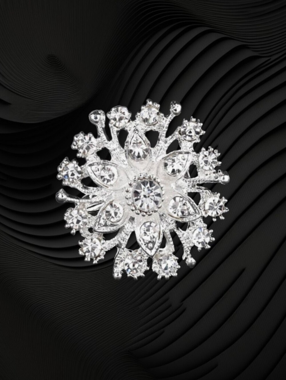 Silver Starburst Brooch Pin
